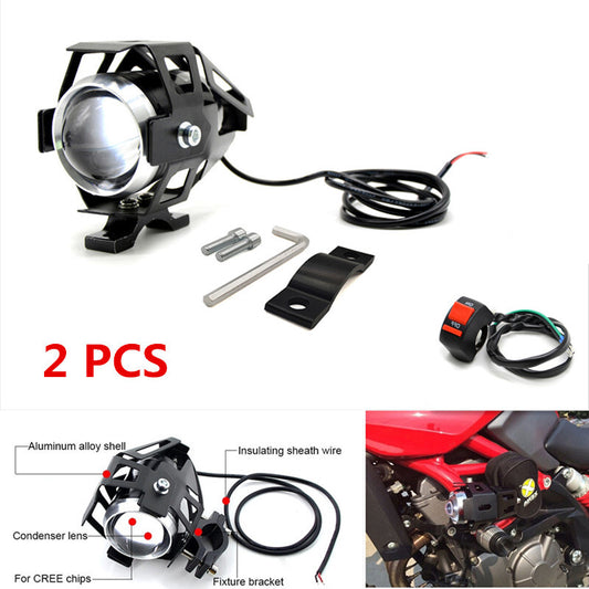 Motorcycle LED Headlight 3000LMW Driving Spotlight Street Fog DRL Spot Head LAMP