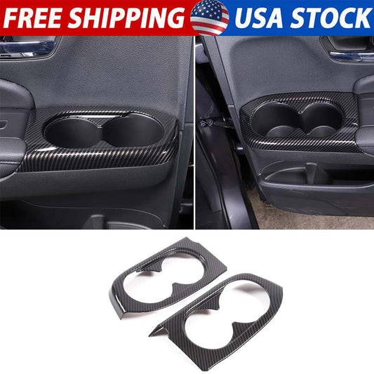 2 Black carbon fiber front door fender cover trims for Corvette C7 2014-19