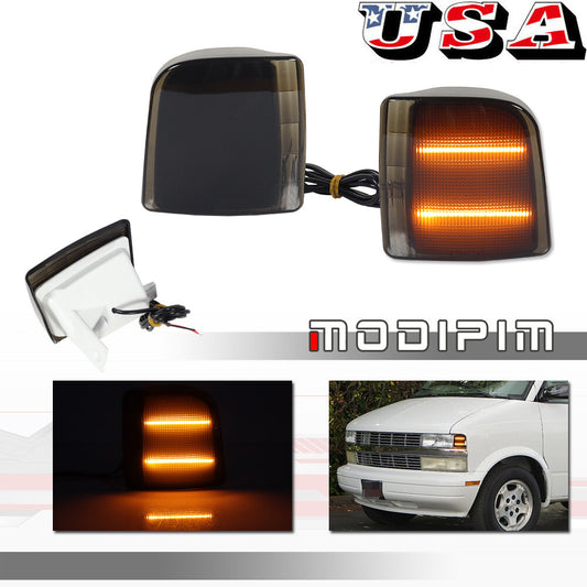 Suitable for Chevrolet Astro corner lights 1995-2005, driver and passenger side, smoked amber color.