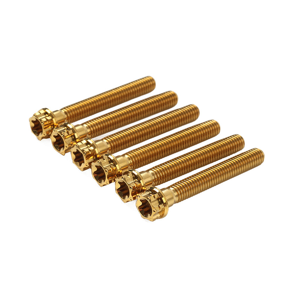 6pcs Bolts Torx Head Flange Screws M6x55mm Gold For Motorcycle Bike
