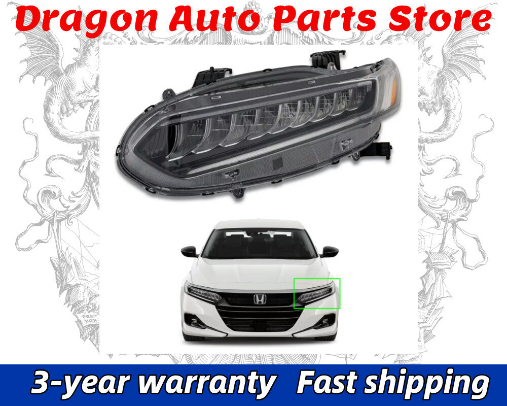 FIT For 2018-22 for Honda Accord Full LED Headlight Chrome Assembly Left Driver Side