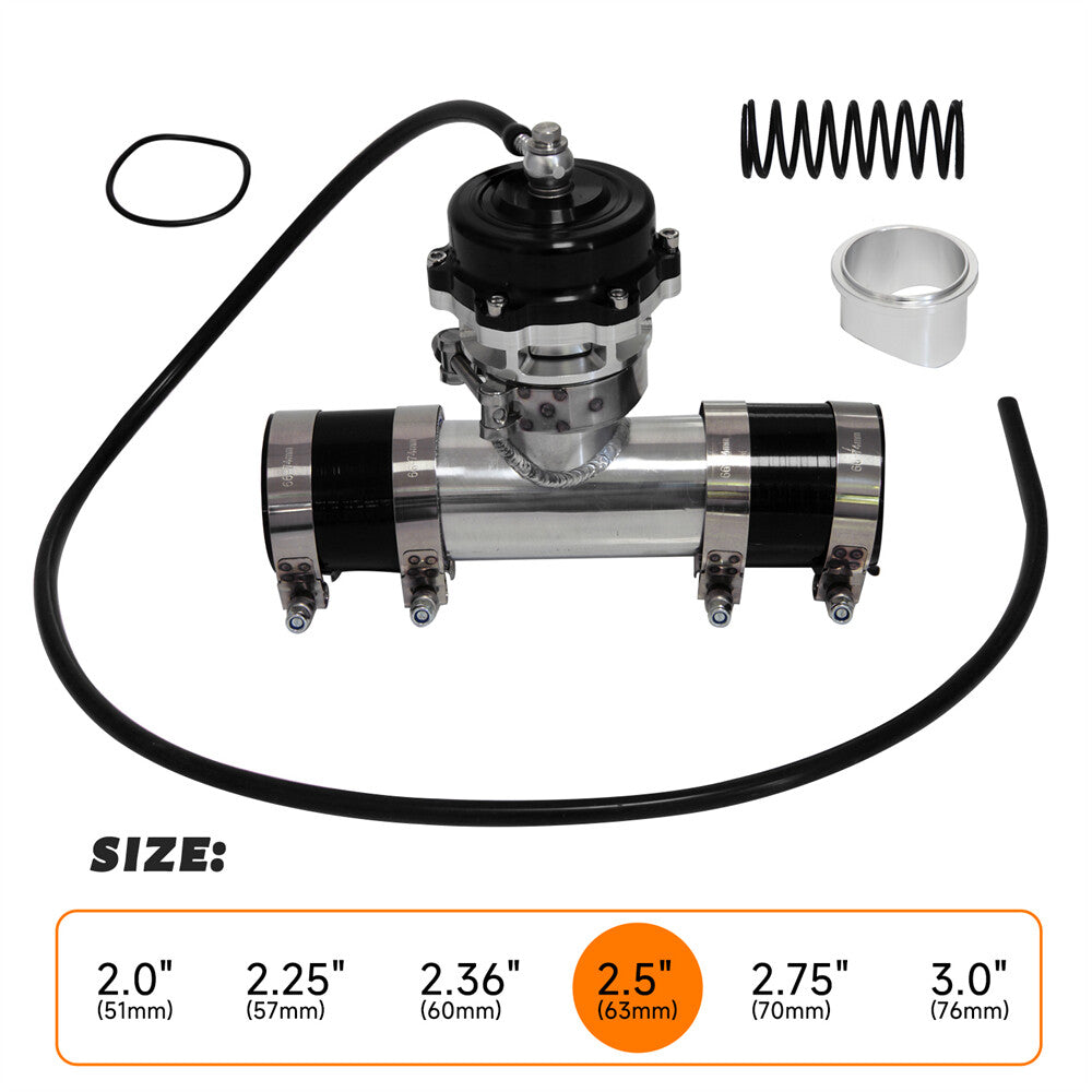 50MM 35PSI Boost V-Band Turbo Blow Off Valve BOV+2.5'' Flange Pipe Hose Kit BK