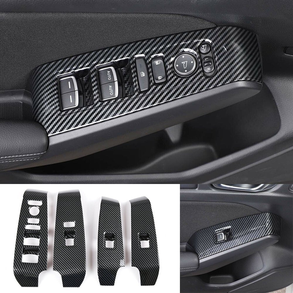 4¡ÁCarbon Fiber ABS Window Lift Switch Button Trim for Honda for Civic 11th 2022 2023