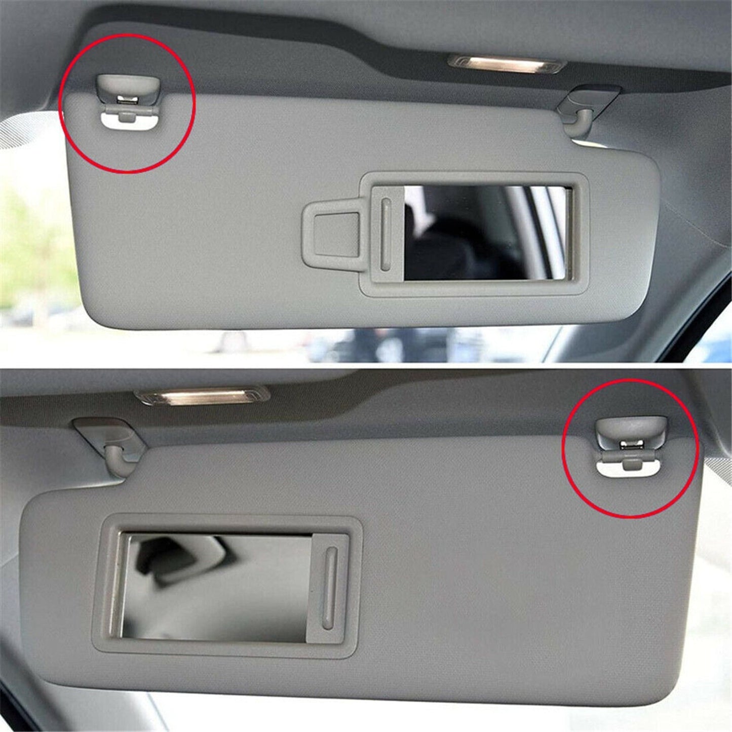 2x Gray Sun Visor Clip Holder Hook fits for Audi A3 S3 A4 S4 A5 S5 Q3 Q5 8U0857562A