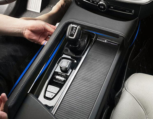 Fit for Volvo S60 2019-2023 Black Leather Middle Console Gear Shift Frame Trim
