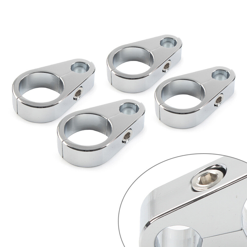 4X Motorcycle Brake Clutch Cable Wire Clamp Clip Chrome Fit for Harley 1 Handlebar