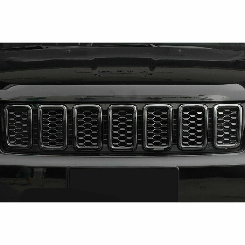 for Jeep Grand Cherokee 2017-20 Front bumper Center Mesh Grille Cover Trim Black