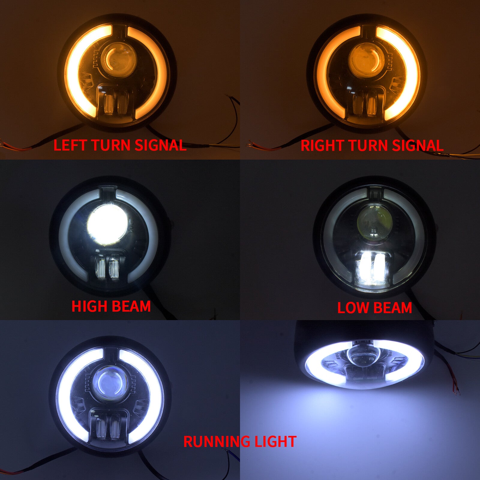 6.5 Headlight Running Turn Signal Low High Beam Lamp Fit for Harley Sportster
