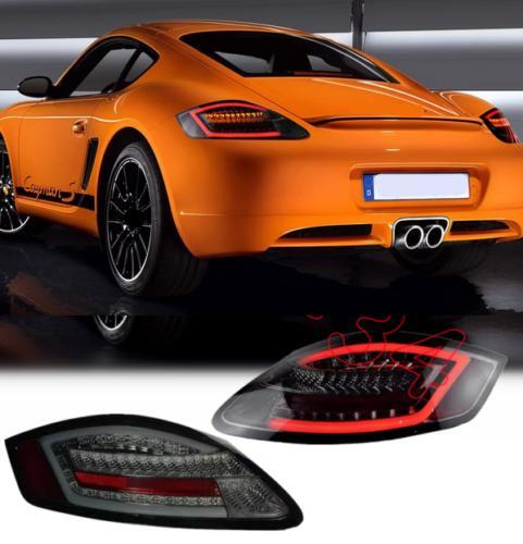 A pair of smoked LED taillight assemblies for Porsche Cayman 987.1 2004 - 2008.
