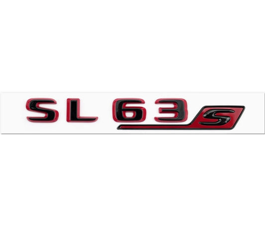 SL63S Letter Trunk Emblem Rear Badge Black Red for MB AMG SL63 S E Performance