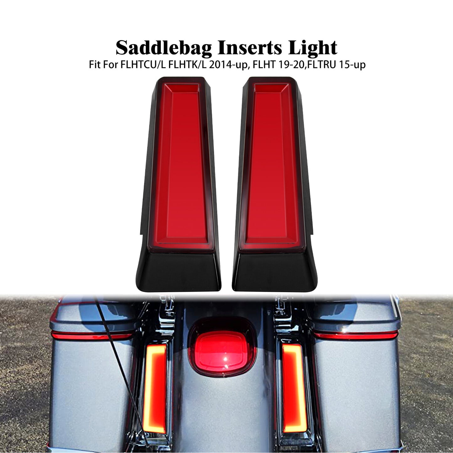 Saddlebag Side Insert Fender Fascia LED Light Fit for Harley Touring FLHT 14-20