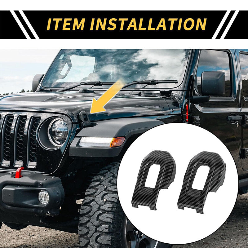 2pcs Hood Latch Lock Catch Brackets Cover for Jeep for Wrangler JL JLU Gladiator JT