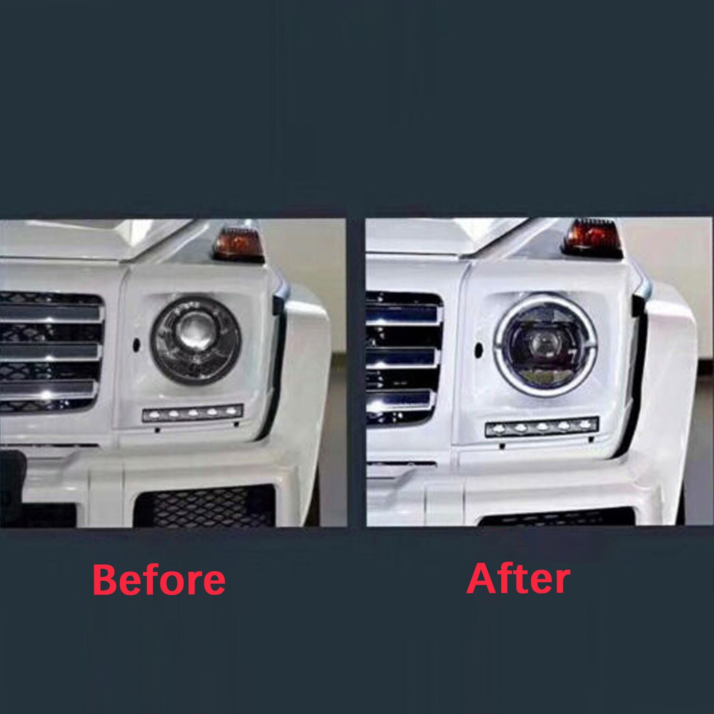 2pcs Black LED Headlight for Mercedes-Benz G-class W464 Style Dynamic G500 W463.
