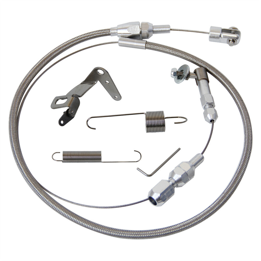Universal Stainless Steel 24 Throttle Gas Cable  Spring Set Street Hot Rod