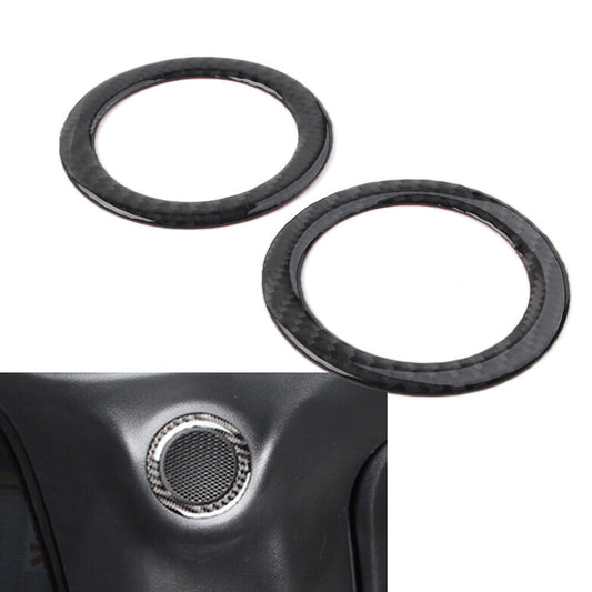 2Pcs Carbon Fiber Rear Audio Speaker Ring Trim Cover for Jeep Grand Cherokee