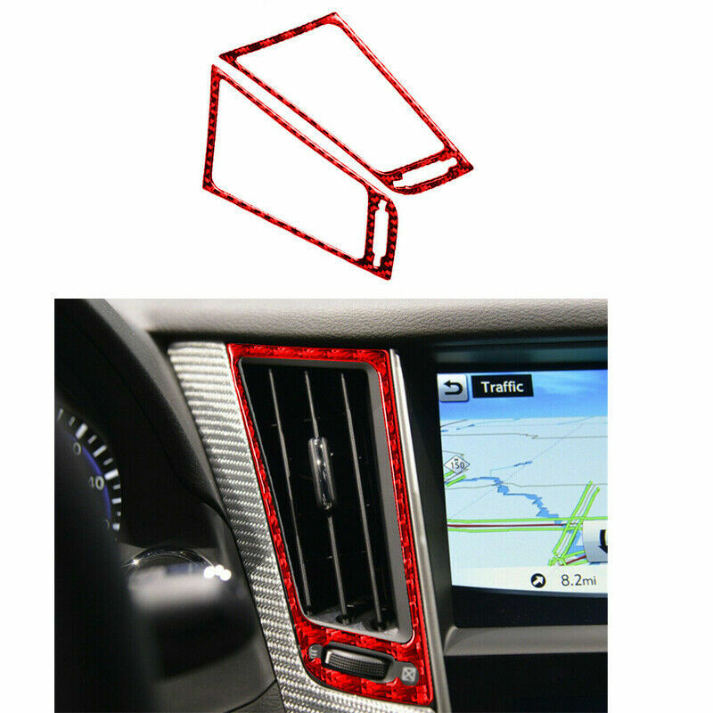9PCS Red Carbon Fiber Interior Trim Cover Fit for Infiniti Q50 Q60 2014-2019