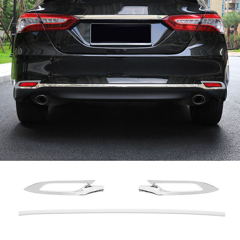 for Toyota for Camry 2018-23 Chrome Rear Bumper Guard StripFog Light Frame Trim 3x