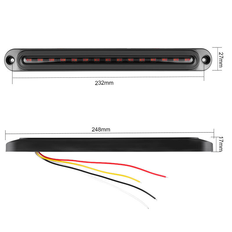 2pcs 10inch LED Turn Stop Tail Brake Strip DRL Light Sequential Flowing Truck US