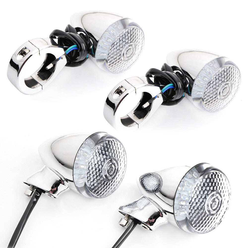 4-piece motorcycle front and rear 41mm turn signal fork clip light chrome plating suitable for Harley-Davidson