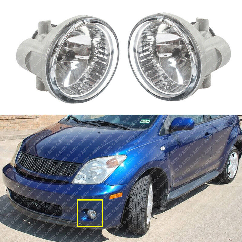 Suitable for Scion xA 2004-2005 (base) pair of front bumper LH+RH fog lights and driving lights.