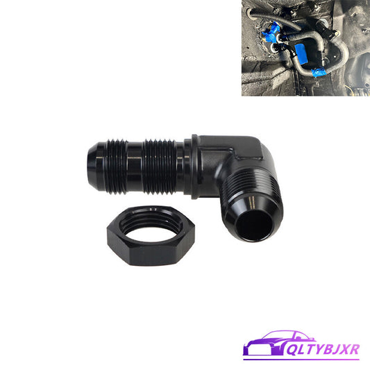 Aluminum 90Degree 10AN Male Flare Union Bulkhead Fuel Fitting Adapter AN10 W/Nut