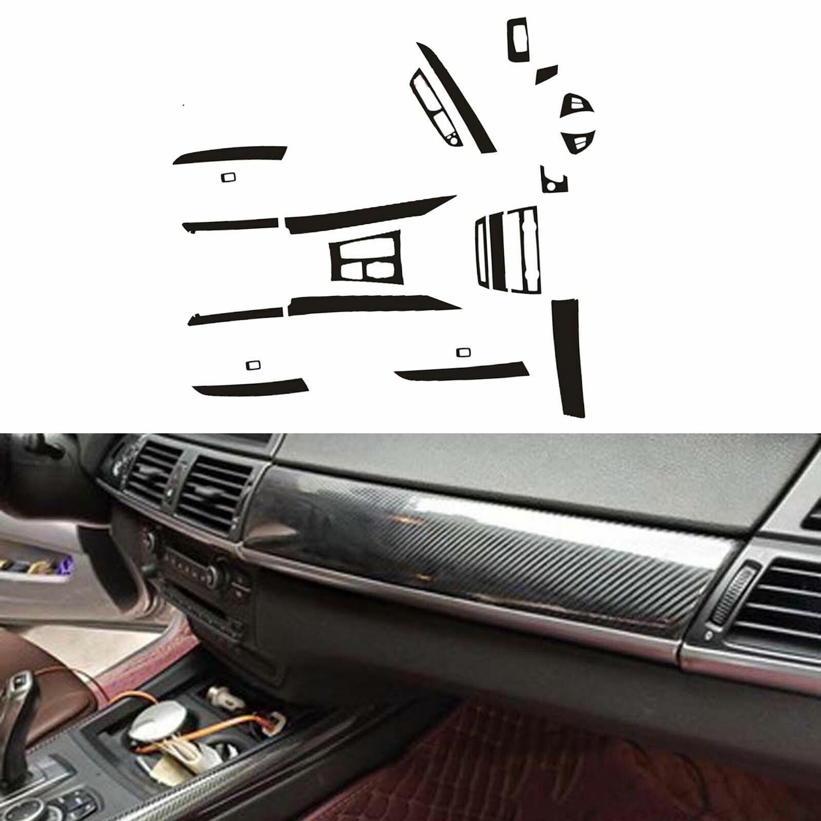 22 Carbon fiber internal accessory complete kit protective cover suitable for BMW X5 E70 X6 E71 AT