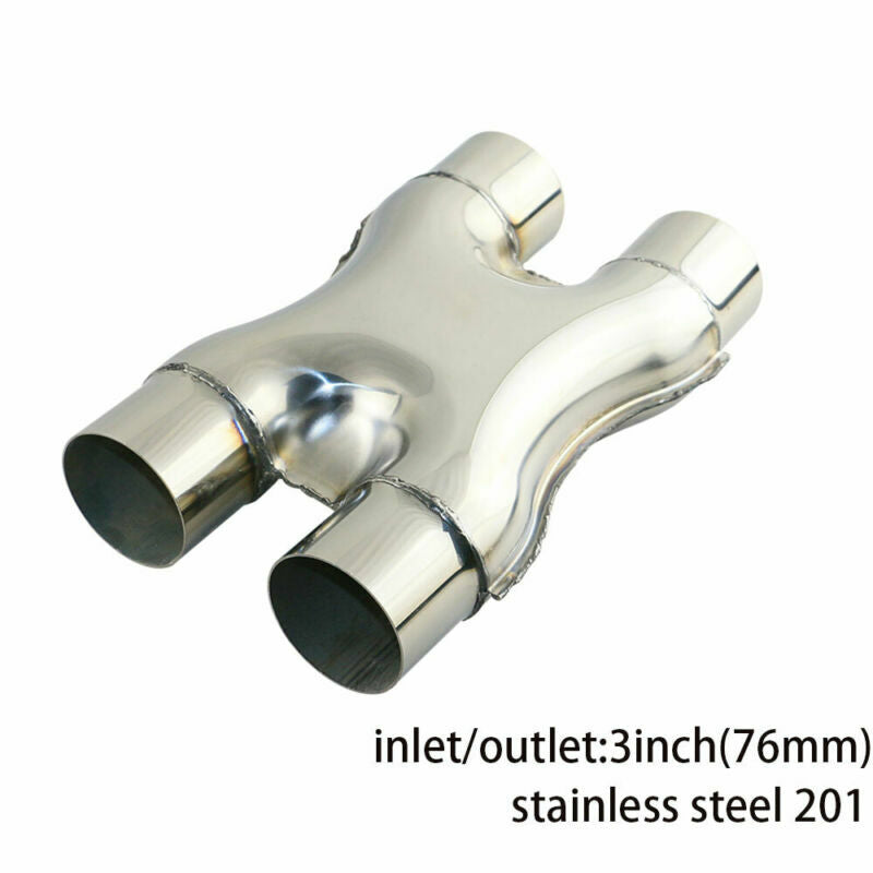 3inch Crossover Universal Car Polished Stainless Steel Exhaust X Pipe Tube 3''