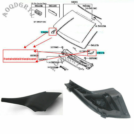 for Toyota Prado 150 2010-17 Front windshield glass Bottom triangular plate 2Pcs