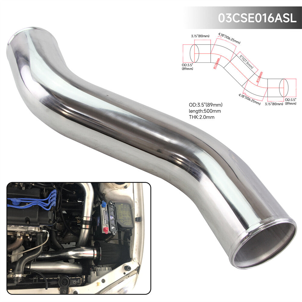 89mm 3.5 40 Degree Z / S Shape Aluminum Intercooler Pipe Piping Tube Hose