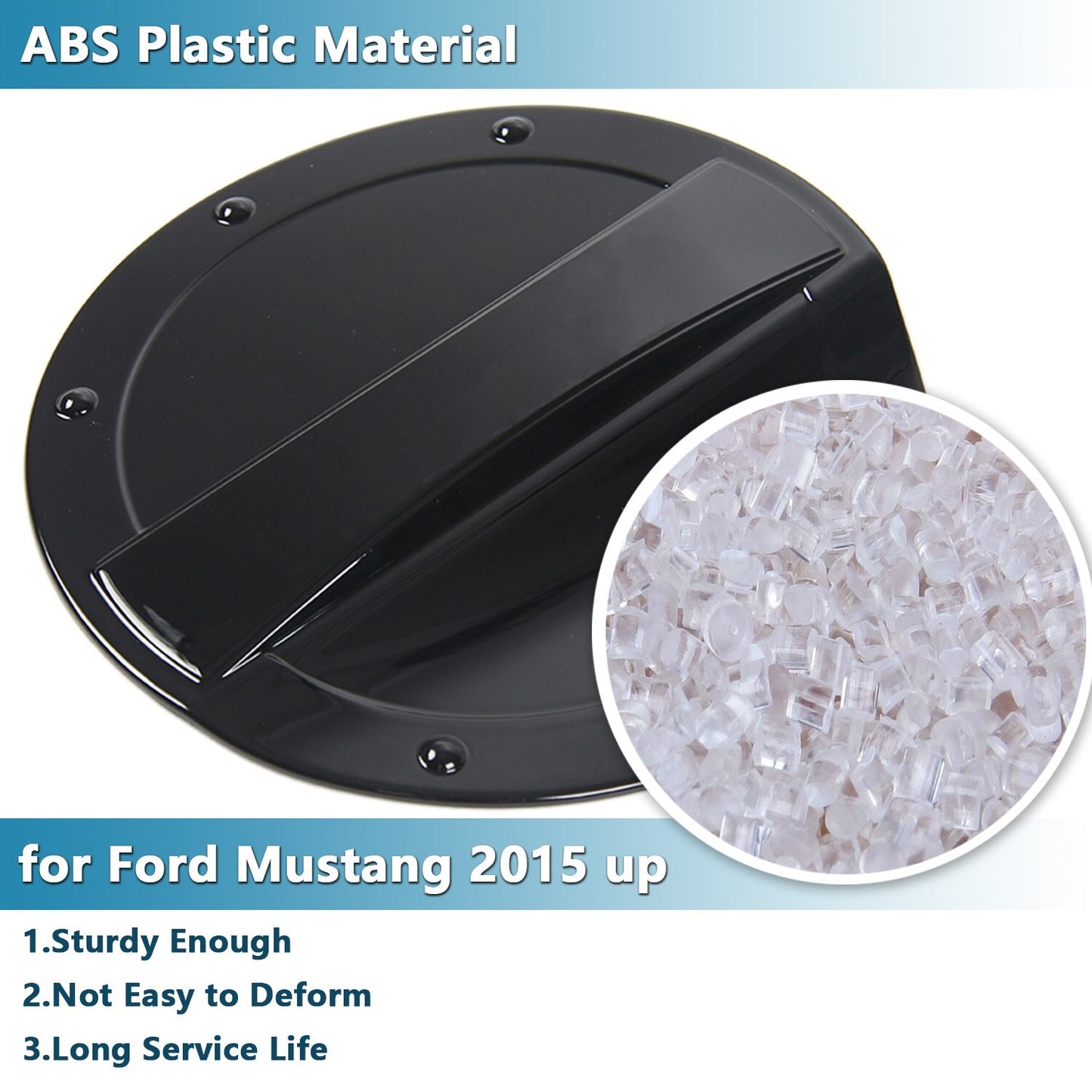 Black Fuel Tank Cap Oil Gas Cover Mouldings Trim for Ford for Mustang 2015-2024