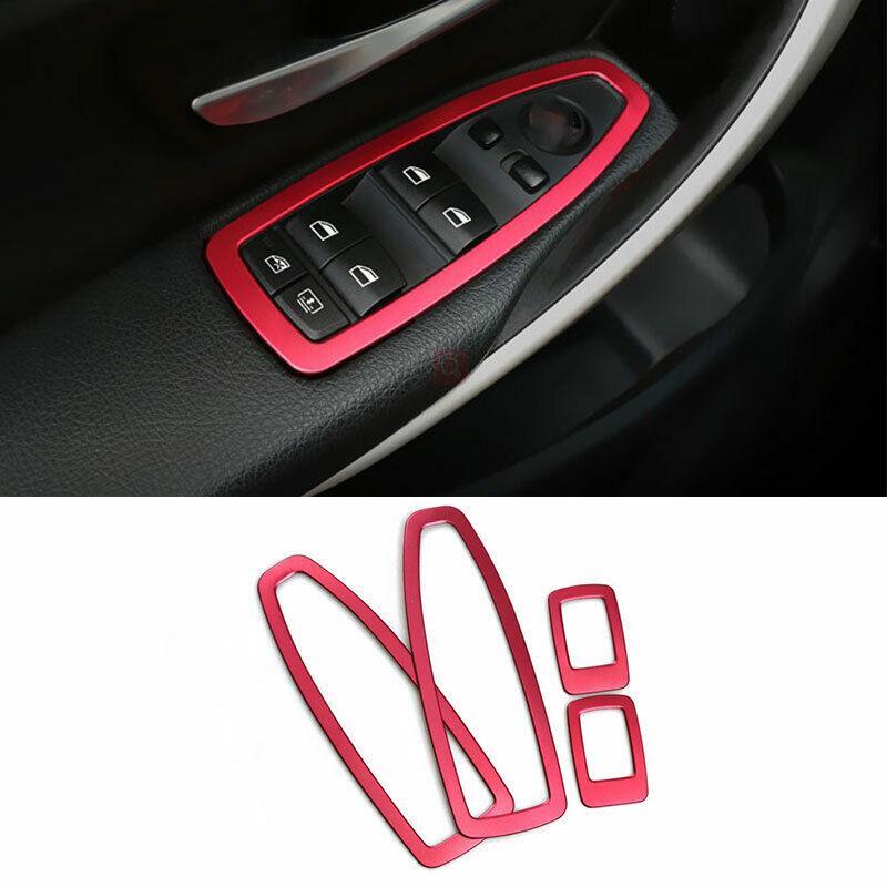 Window Lock Lift Panel Trim Frame for BMW 3 4 Series GT 2013-2019 Red Aluminum