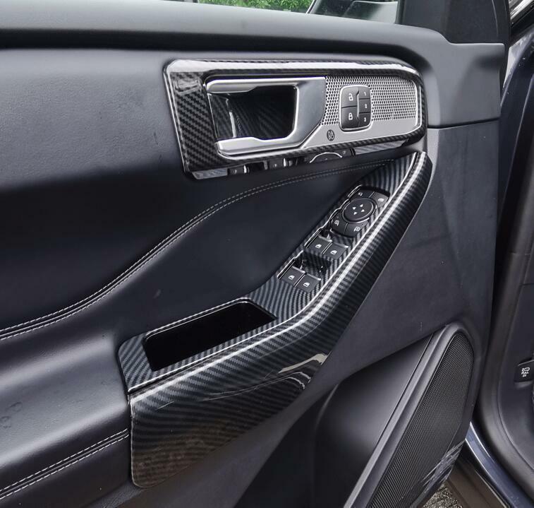 Car for Ford Explorer 20-22 4X Carbon Fiber Inner Door Armrest Panel Cover Trim