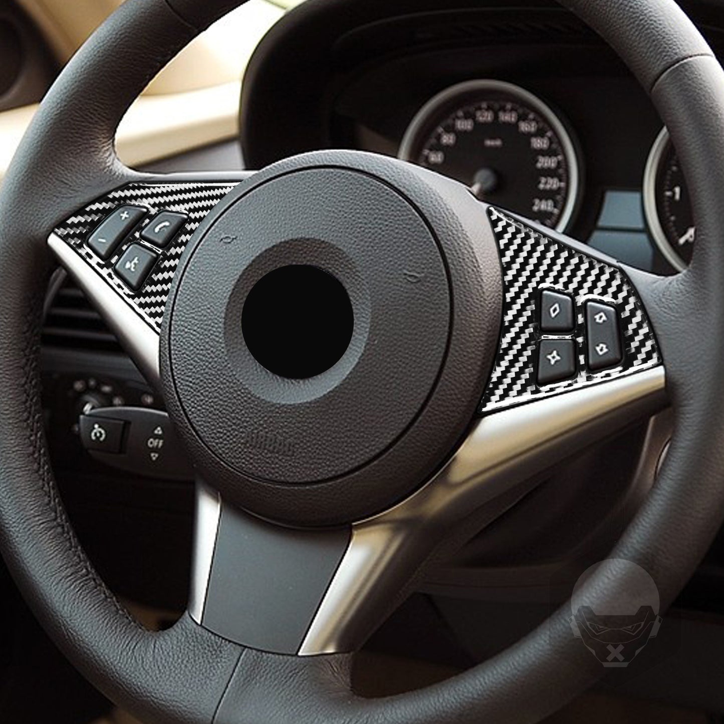 2X Carbon Fiber Steering Wheel Trim for BMW 6 Series E63 E64 2004-2010