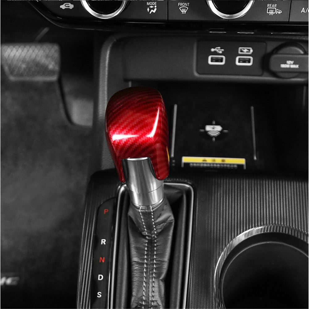 Inner Gear Shift Knob Cover for Honda for Civic 11th 2022 2023 ABS Red Carbon Fiber