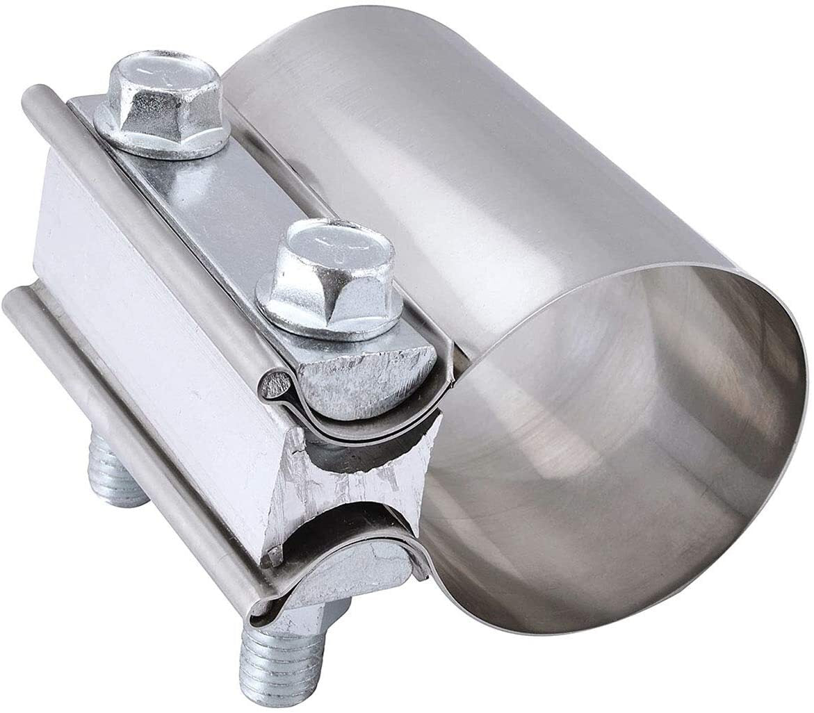 2.5-inch Butt Fit Exhaust Clip with Jack, Stainless Steel 2-Piece Exhaust Clip