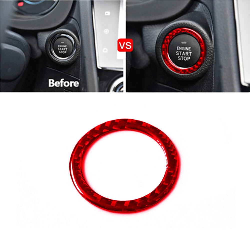 Red Carbon Fiber Ignition Button Ring Cover Trim for Subaru Forester 2013-2018