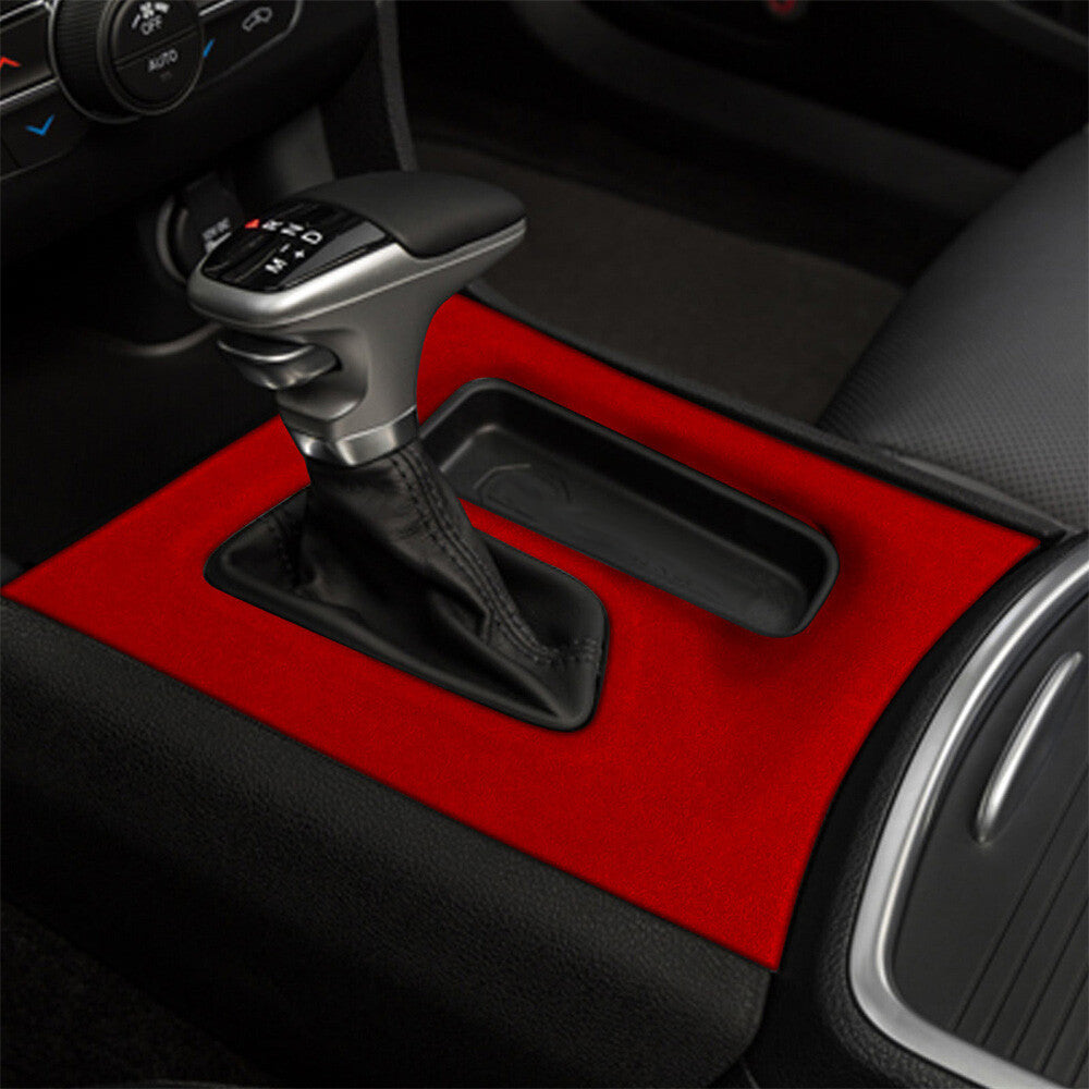 Suede Wine Red Console Gear Shift Box Panel Cover Trim for Dodge Charger 2015-22
