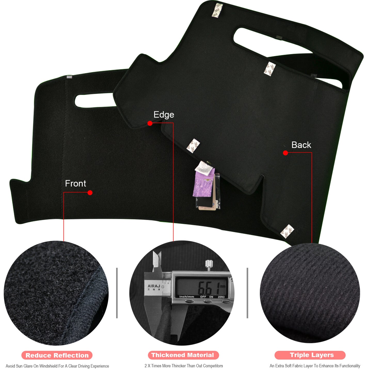 Dash Cover Mat for GMC for Sierra Pickup 99-06 BLACK Dashboard Pad Carpet Anti-Slip