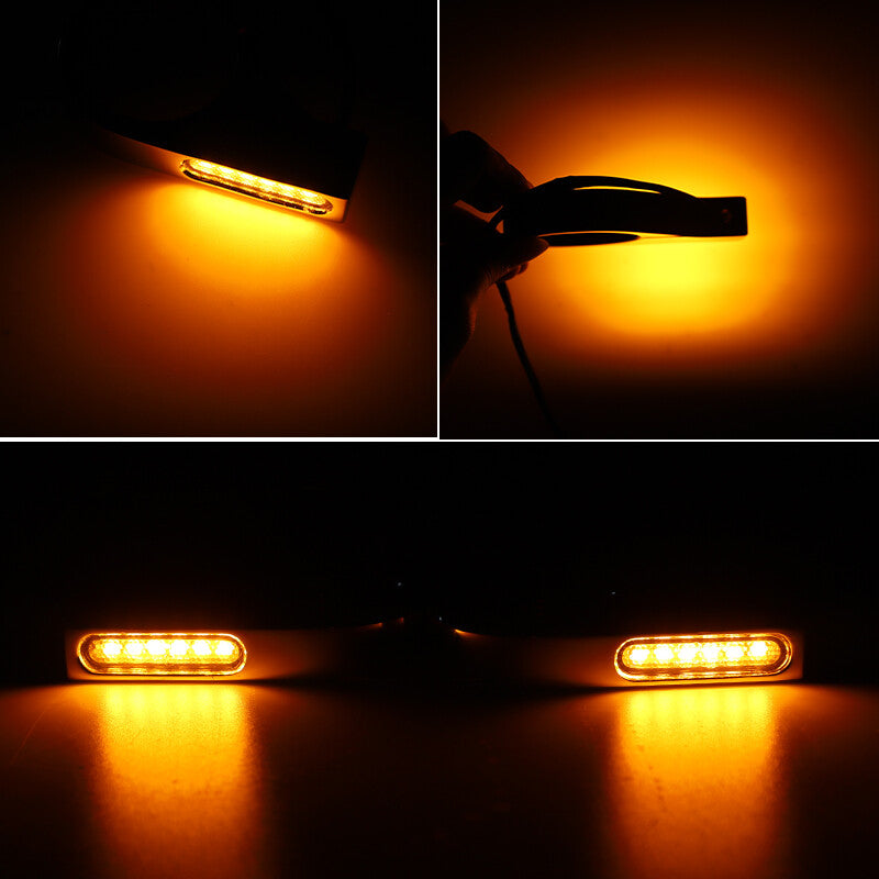 2X Black Motorcycle LED Turn Signals Light 41mm Fork Mount Clamp Blinker Amber