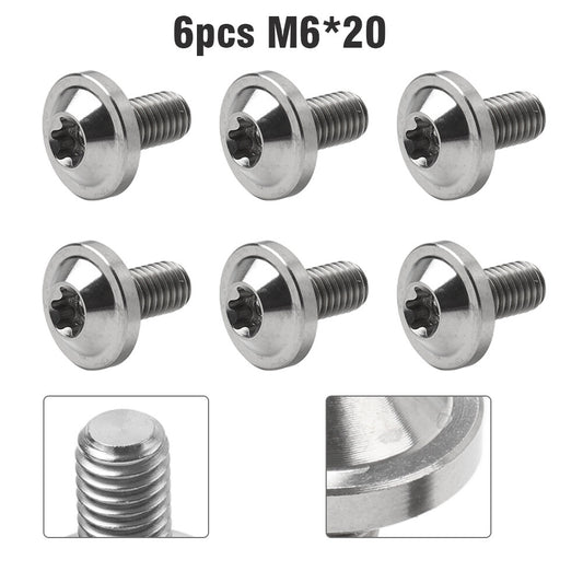 6pcs Alloy Bolts Truss Torx Head Screws M6x20mm For Motorcycle Silver