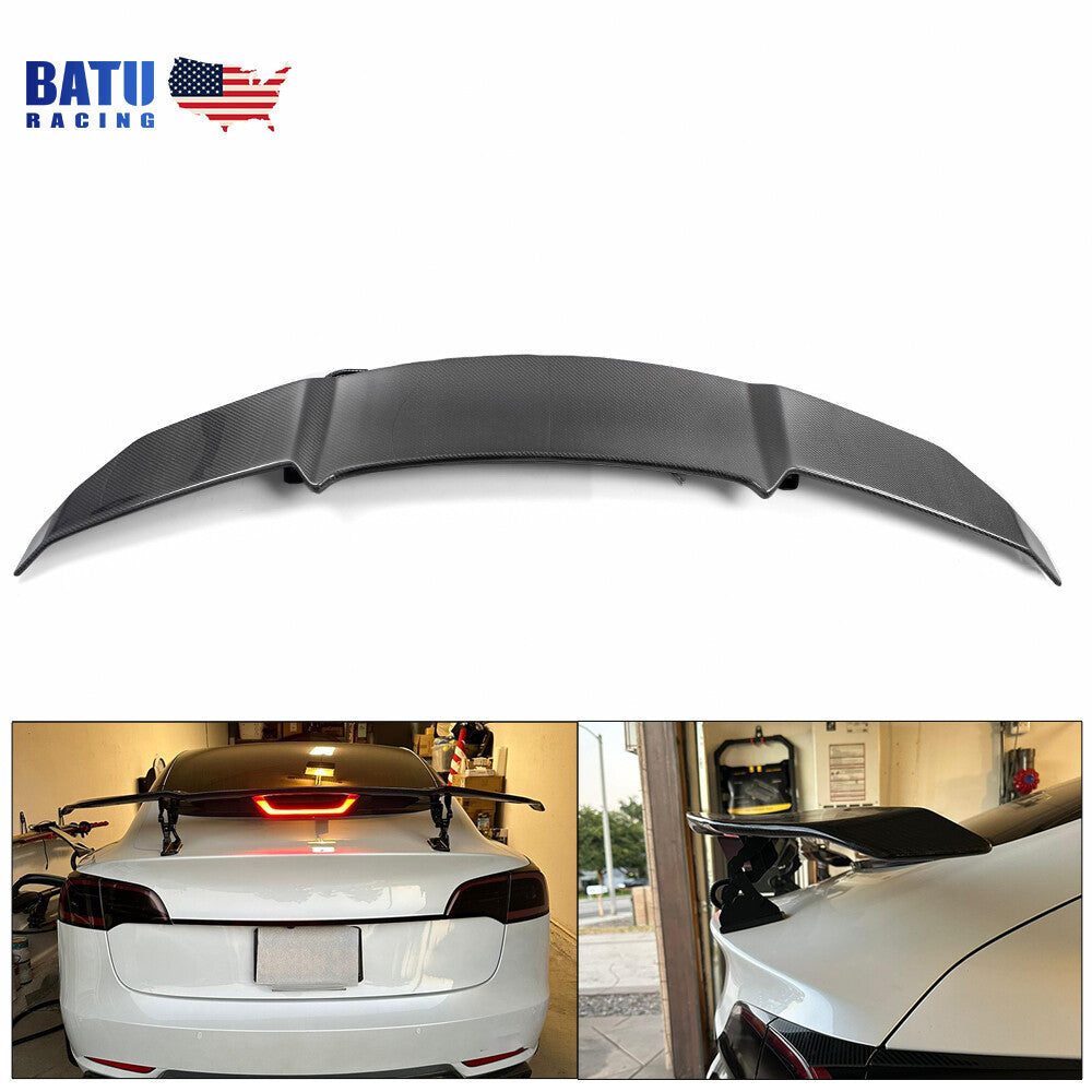 For 17-24 for Tesla Model 3 Electric Automatic Lift Tail Spoiler Wing Carbon Fiber