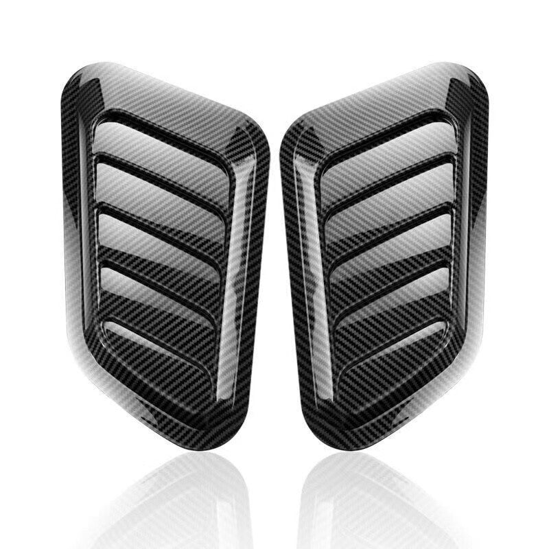 Car Carbon Fiber Hood Air Outlet Decorative False Vent Hood Bonnet Vent Cover 2x