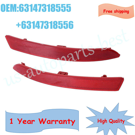 2PCS Rear Left + Right Red Bumper Reflectors Light Cover For 2014-2016 for BMW F10