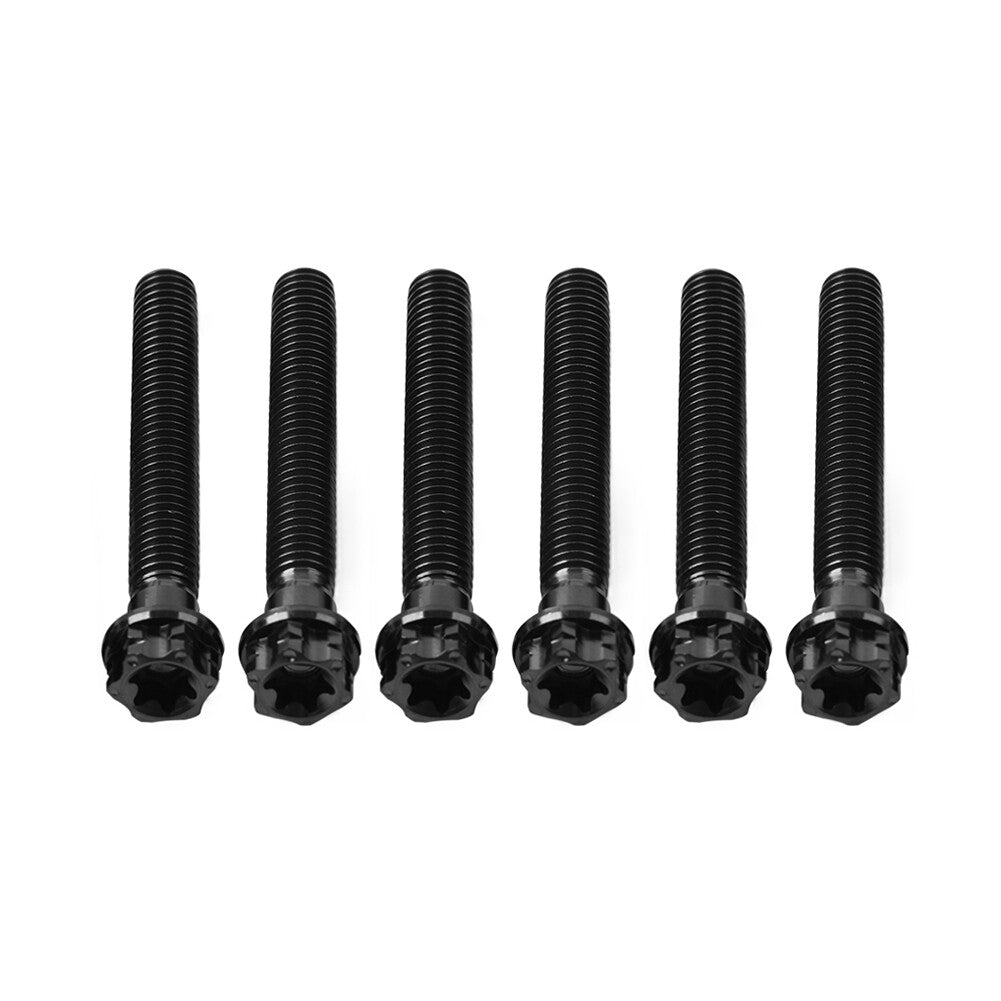 6pcs Bolts Torx Head Flange Screws M8x45mm Black For Motorcycle Bike