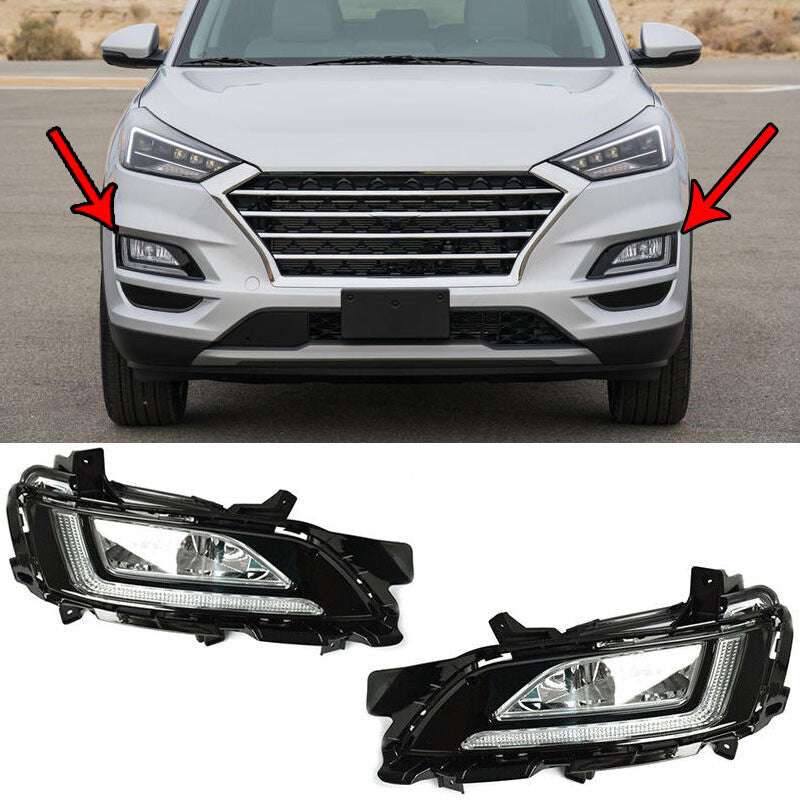 A pair of front bumper fog lights and daytime running lights for 2019-2020 for Hyundai for Tucson .