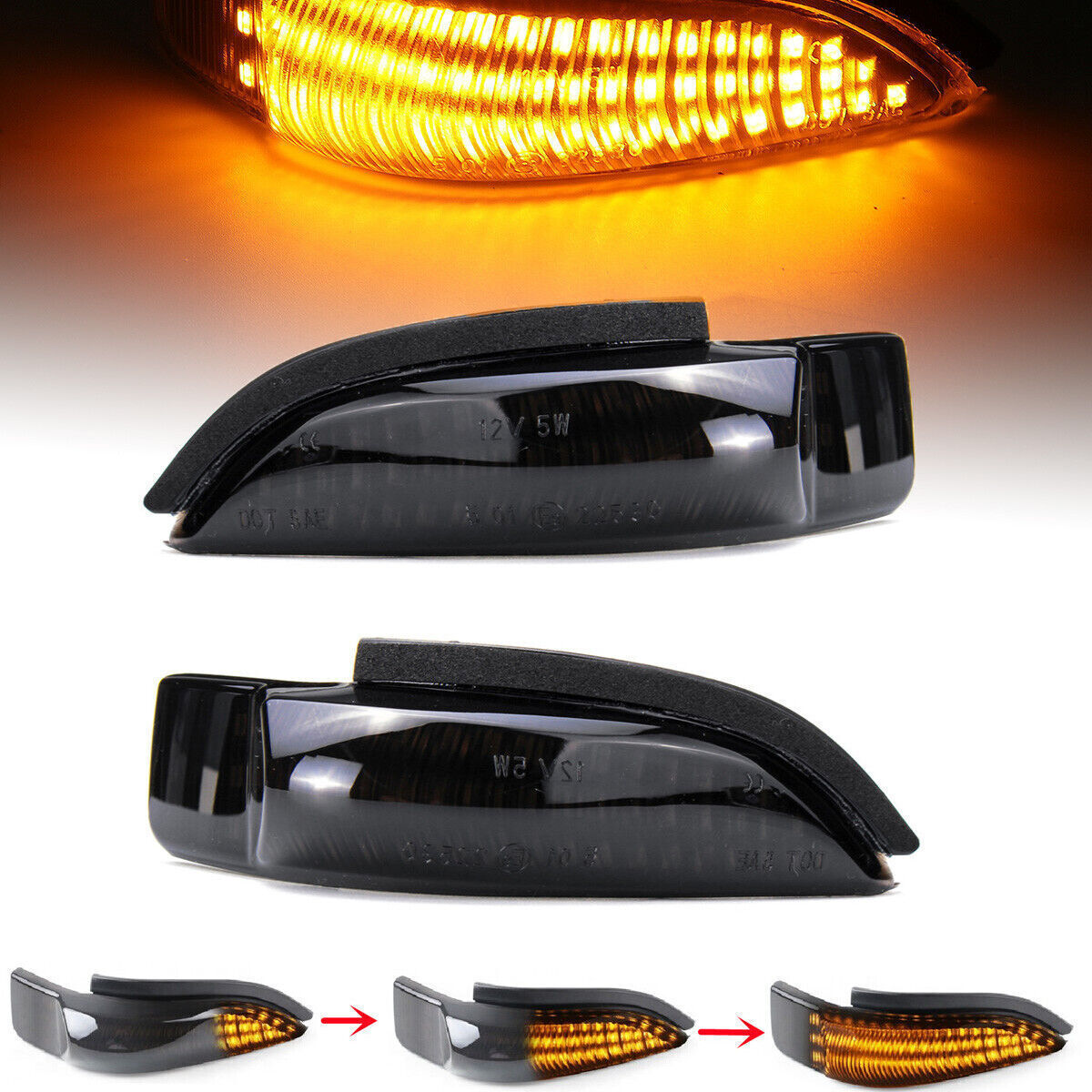 for Toyota for Corolla smoke amber side mirror sequential signal lights