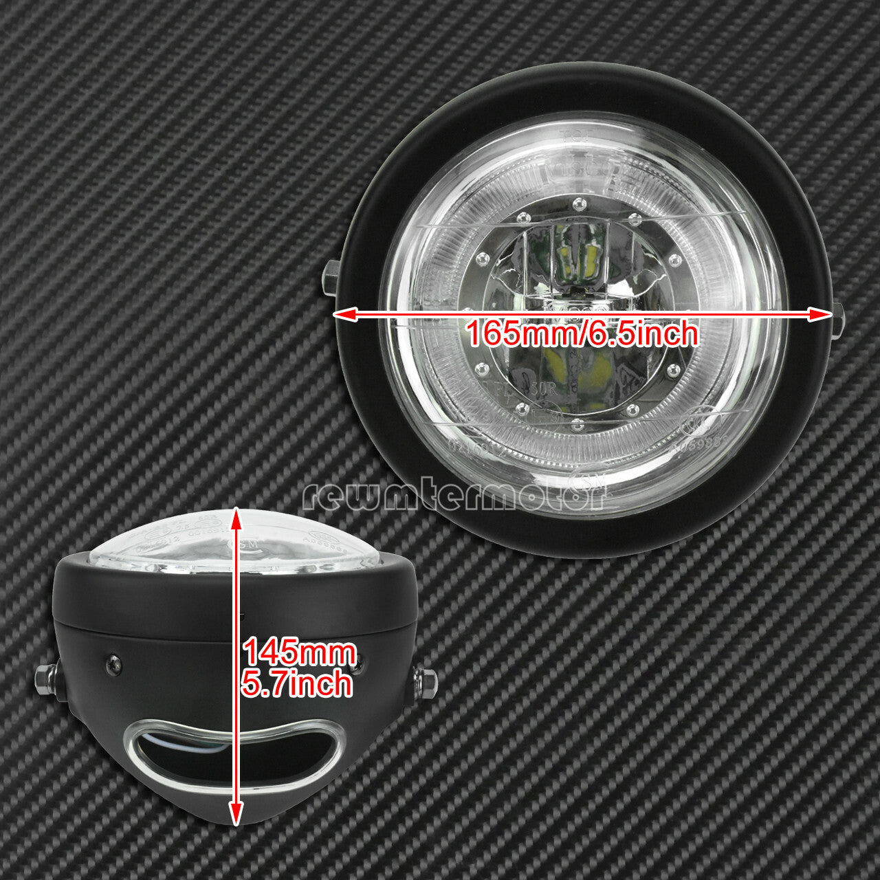 6.5 Front Headlight Grill Blue Halo Lamp Fit for Harley Sportster Cafe Racer