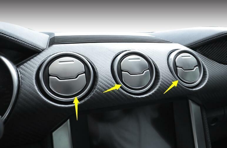 Silver Steel Middle Air Outlet Vent Cover Trim 6PCS for Ford for Mustang 2015-2022