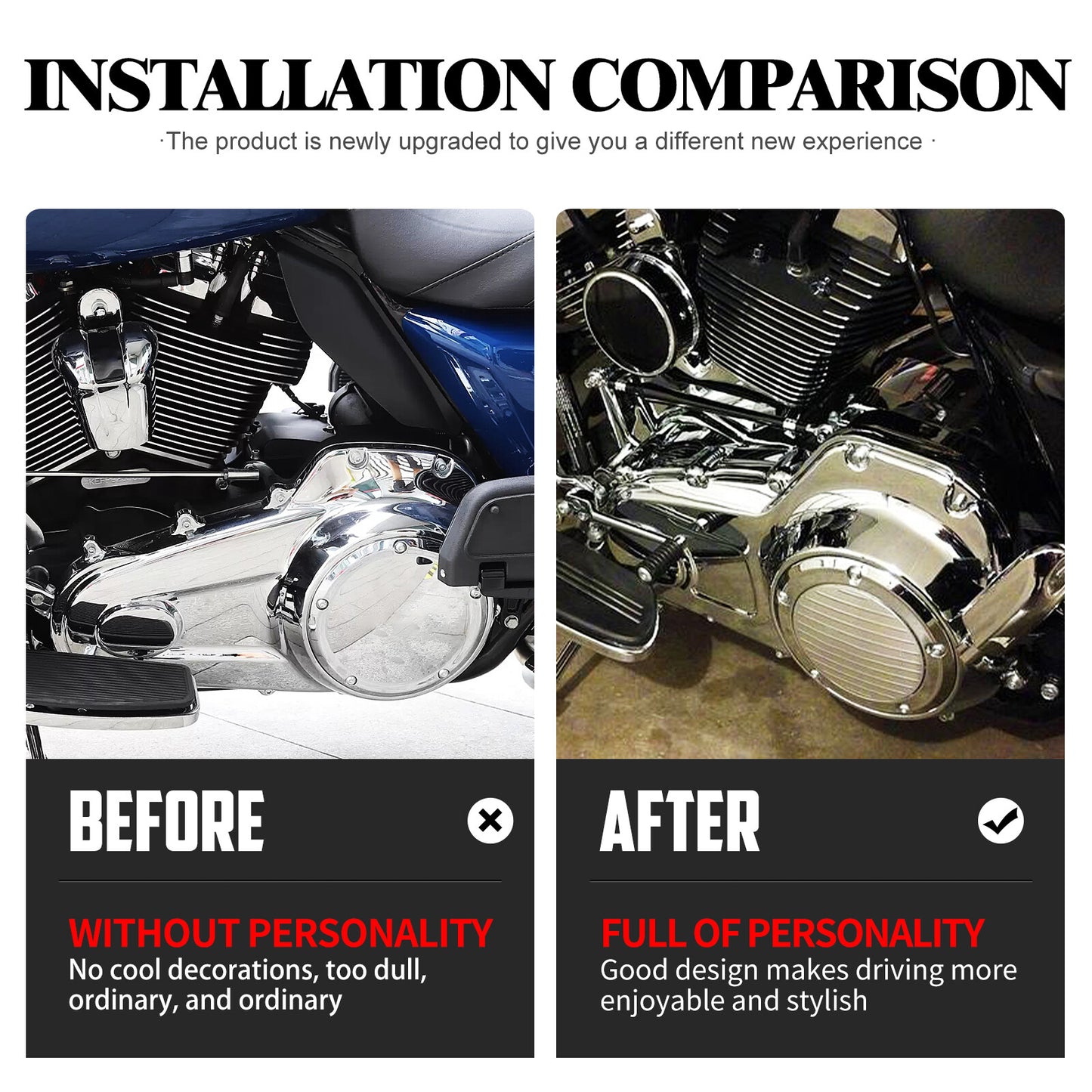 Chrome Inner Primary Covers Trim Fit for Harley Touring Electra Road Glide 09-16