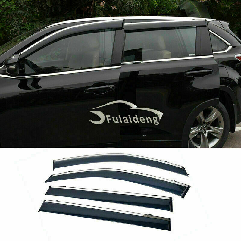 Car Window Visor Deflectors Vent Sun Rain Guard for Toyota Highlander 2014-2019